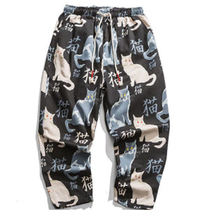 Vintage Print Mens Summer Casual Pants