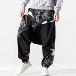 Load image into Gallery viewer, Autumn cotton trousers with crane print
