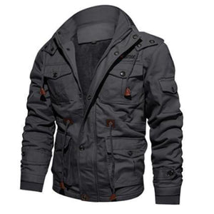 Men's winter jacket with hood and multiple pockets