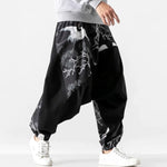 Load image into Gallery viewer, Autumn cotton trousers with crane print
