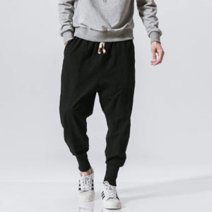 Joggers in cotton and linen for men