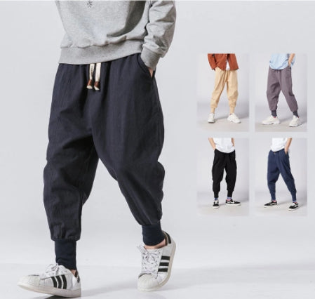 Joggers in cotton and linen for men