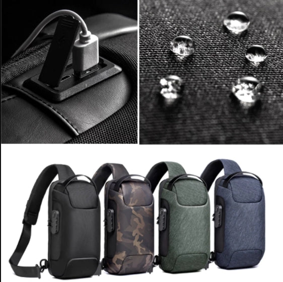 Multifunctional waterproof Oxford USB anti-theft shoulder bag