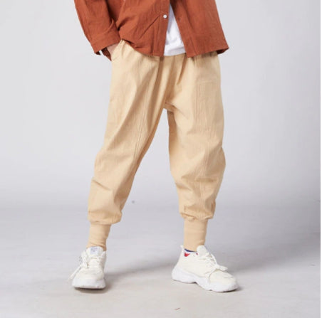 Joggers in cotton and linen for men