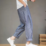 Load image into Gallery viewer, Men&#39;s casual trousers in cotton and linen.
