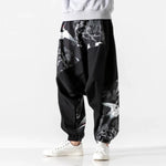 Load image into Gallery viewer, Autumn cotton trousers with crane print
