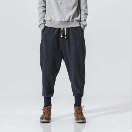 Joggers in cotton and linen for men